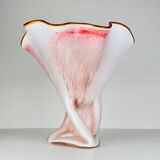 Vintage Murano vase in red and white, Italy, 1970s.