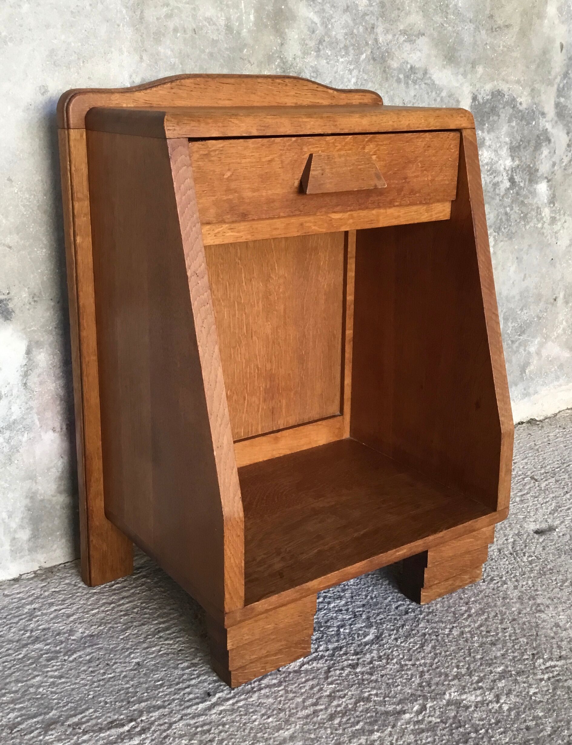 Modernist bedside in solid oak - 1950