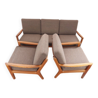 Set of 3 seats and 2 Senator armchairs by Ole Wanscher for Poul Jep
