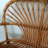 Rattan bench with vintage footrest