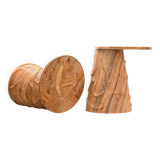 Pair of Leaf design rattan side tables