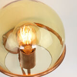 Lampe murale en cuivre et en verre du milieu du siècle