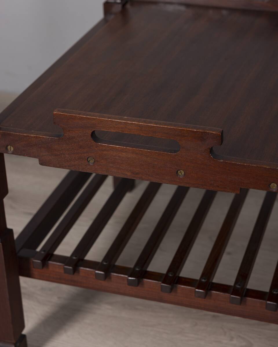 Vintage 1960s coffee table with pull-out tray, Italian design