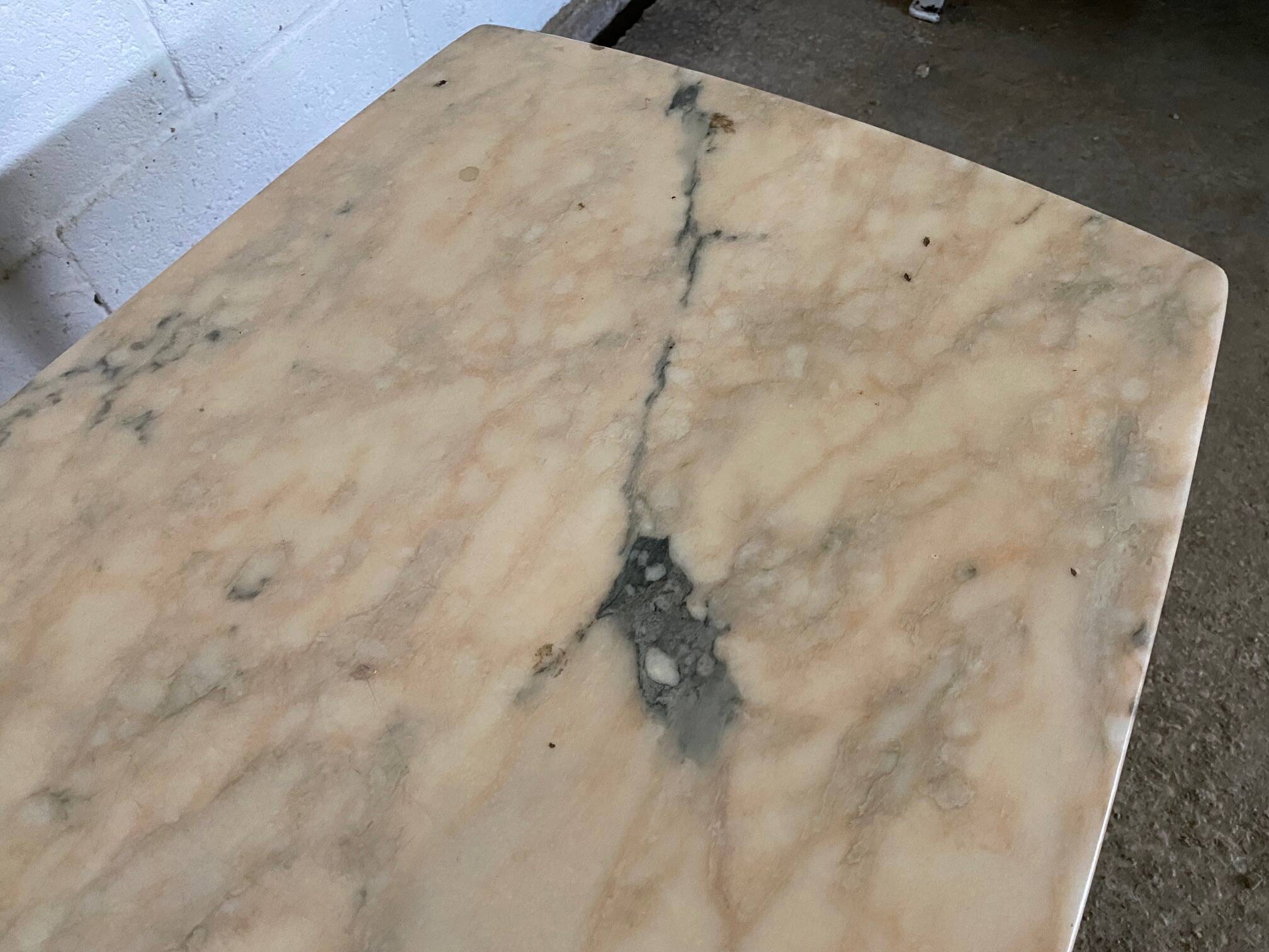 Table basse marbre base laiton vintage 1950