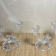 Duo de bougeoirs en verre 2 branches