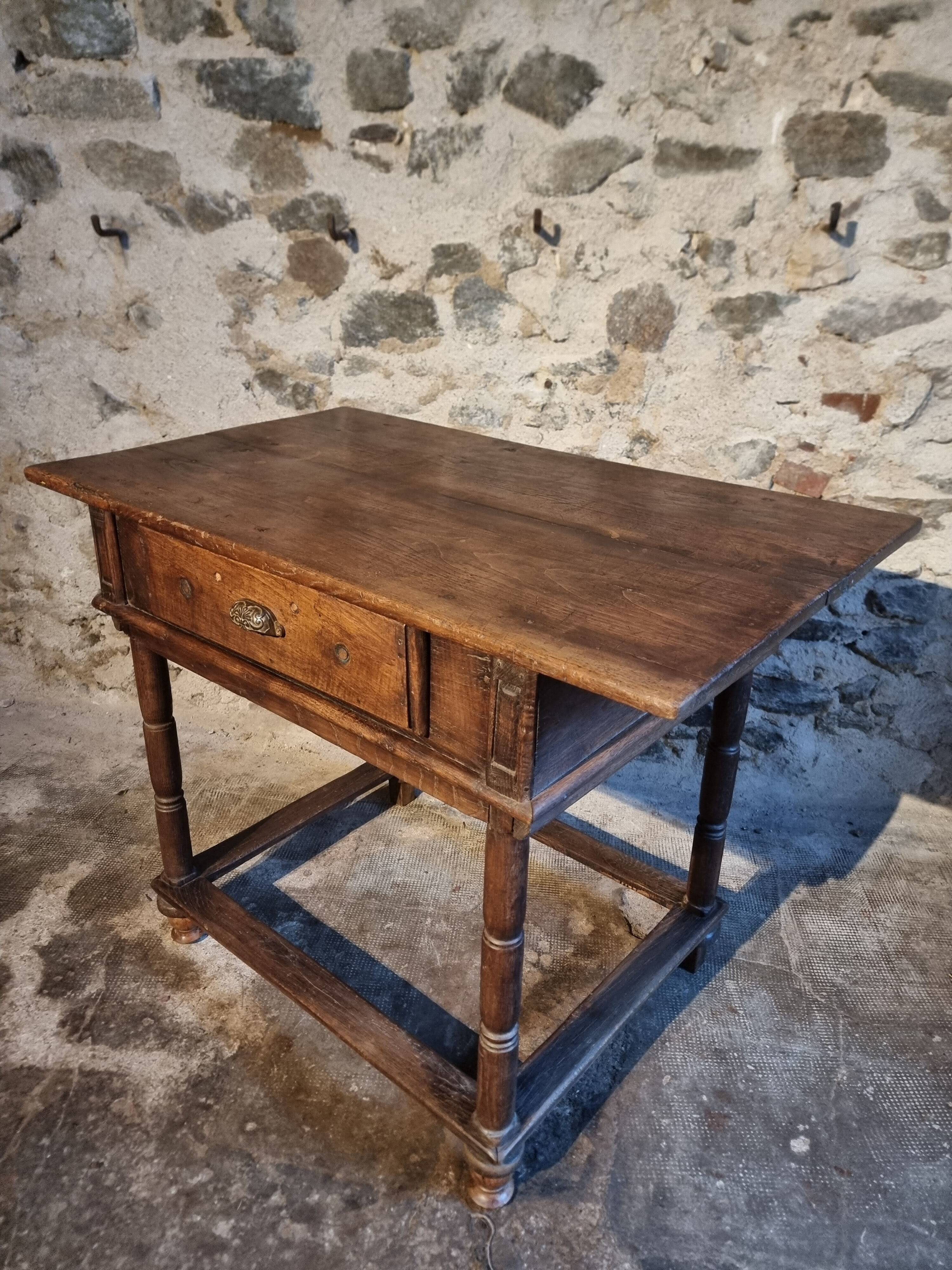Rustic French oak table with drawer, late 18th – early 19th century, Auvergne
