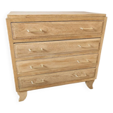 Commode vintage en chêne et poignées dorées