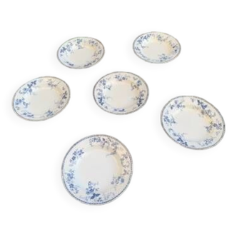 6 soup plates boch, la louvière, made in belgium, belgian manufacturing, earthenware, flower patterns