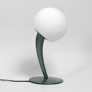 Large extraordinary 80s metal table lamp and opal glass shade