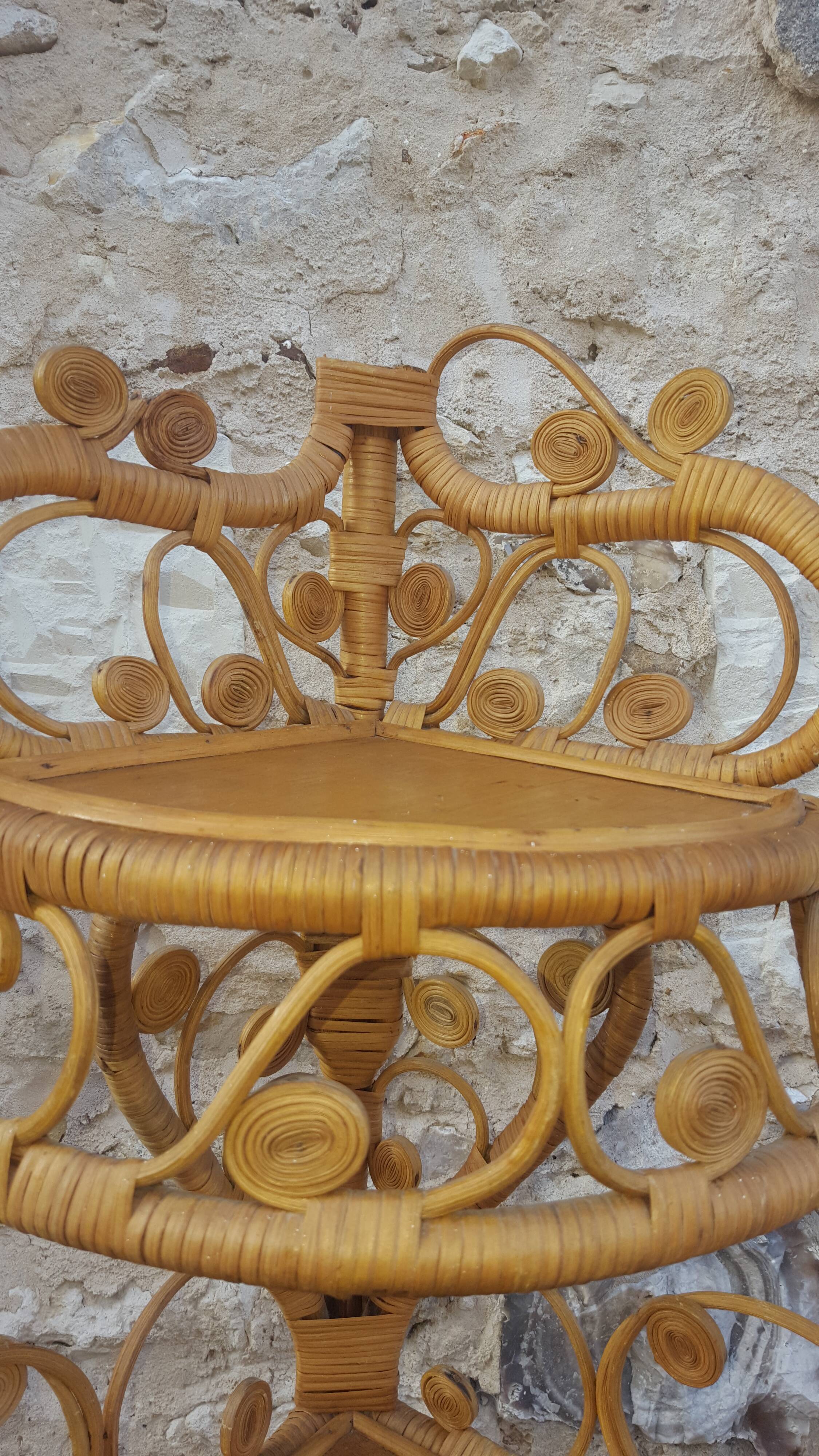 Vintage rattan notch shelf