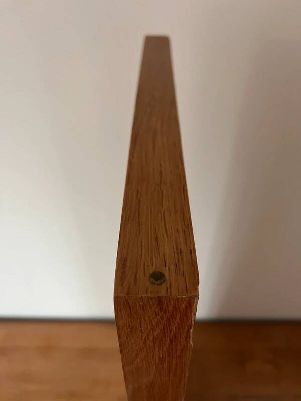Vintage Danish oak mirror with bevelled edges.