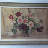 Peinture huile sur toile de Georges Danset "Bouquet de Roses"