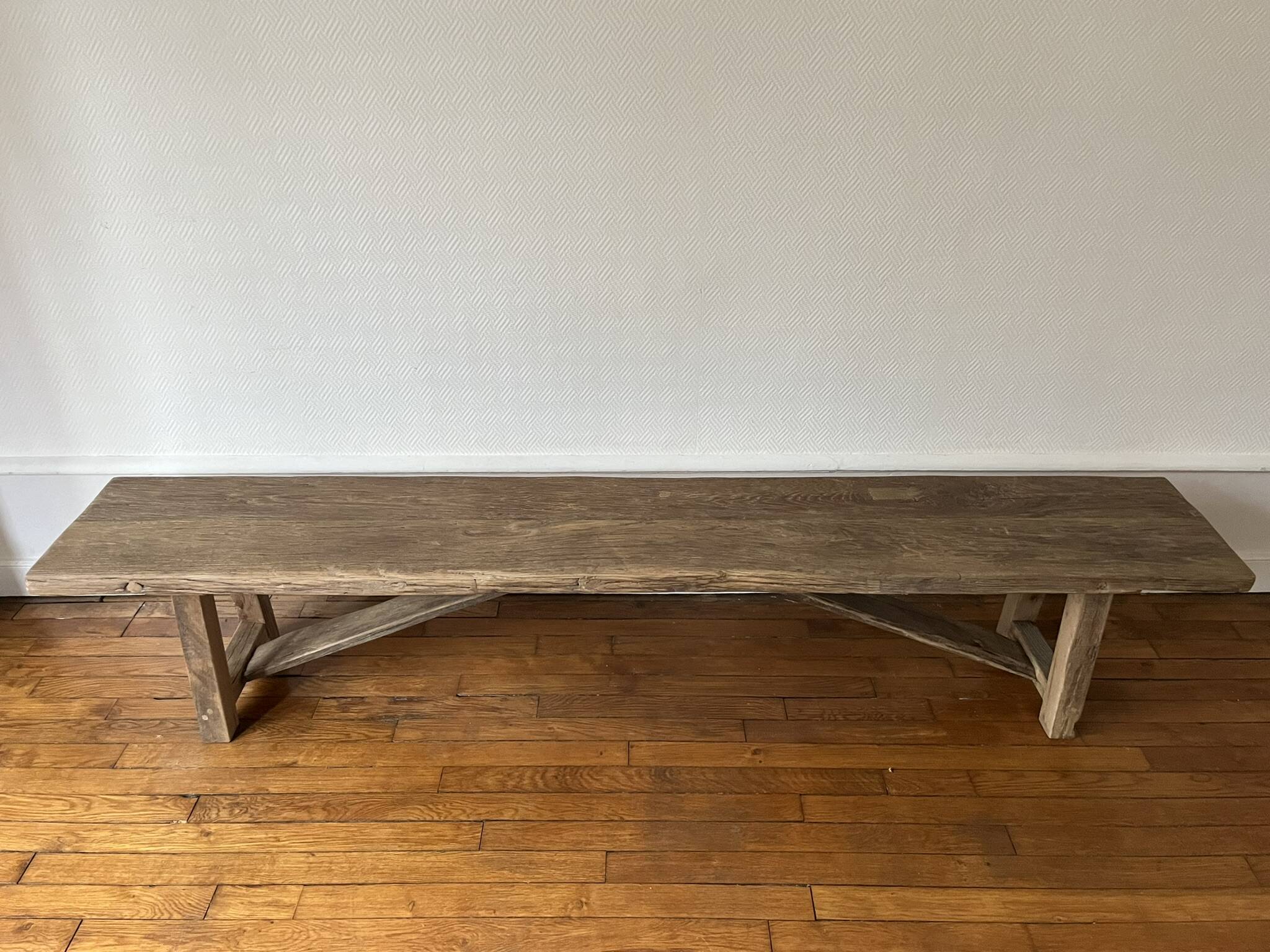 Millau bench solid oak antique - 200 cm