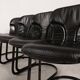 Chaises de salle à manger en cuir noir Willy Rizzo - Cidue Italie