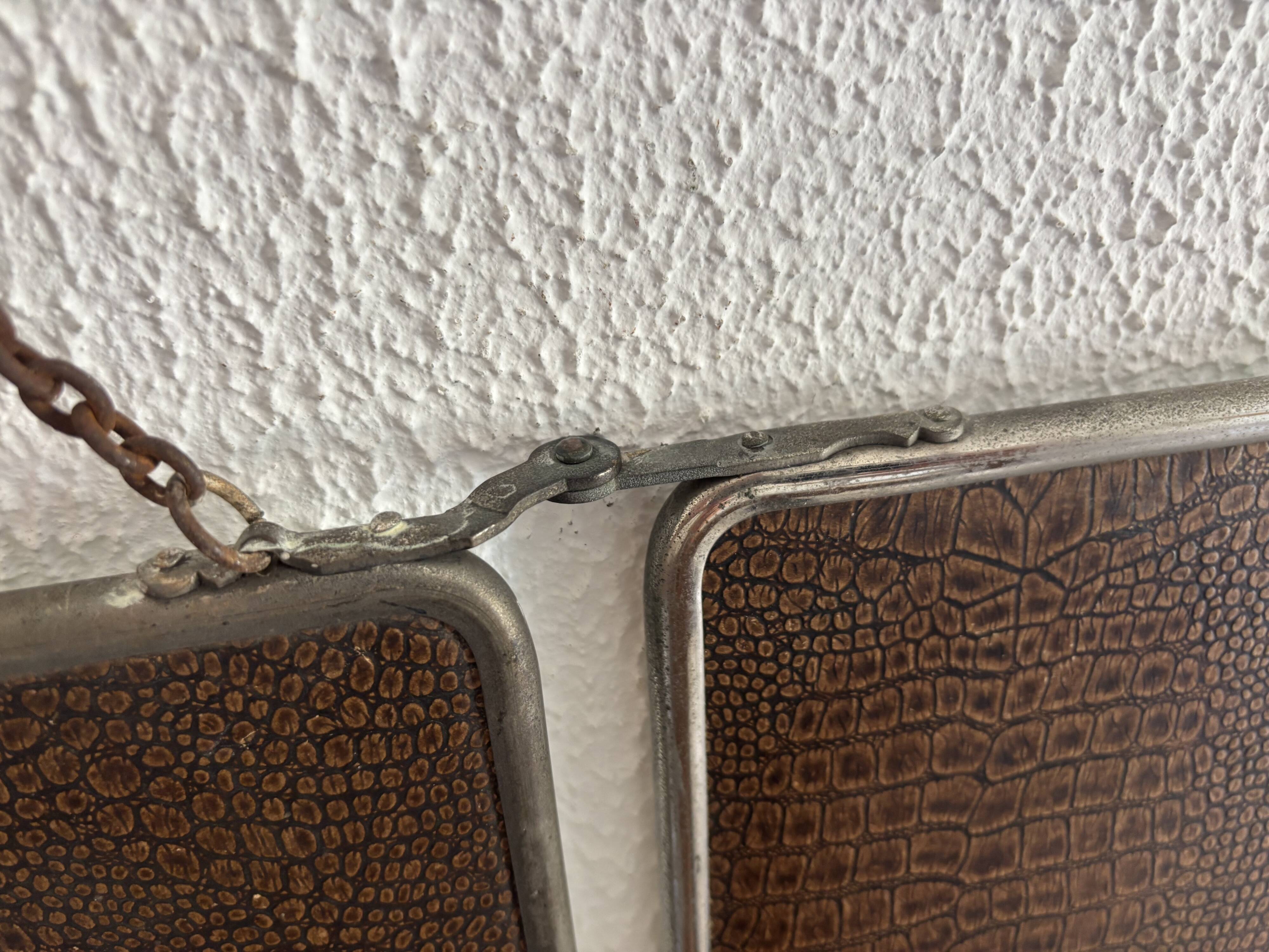 Vintage 1930s triptych barber mirror registered G.B Paris - 28 x 69 cm