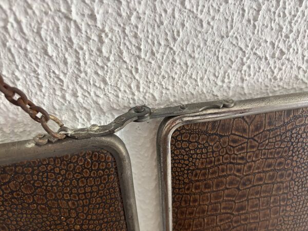 Miroir vintage 1930 triptyque barbier déposé G.B Paris - 28 x 69 cm