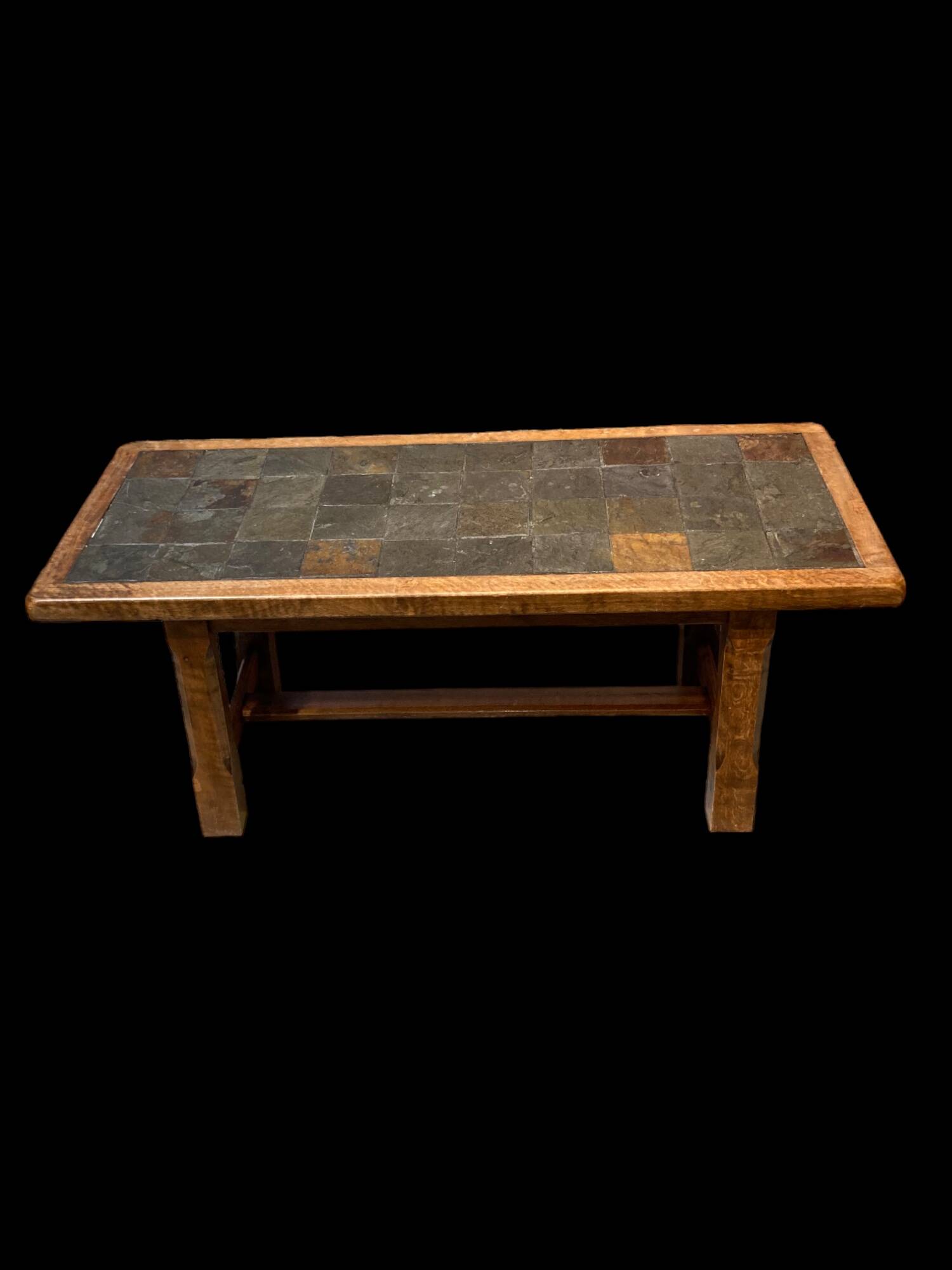 Wood and stone coffee table