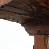 17th Century Spanish Brutalist coffee table in wood and wrought iron