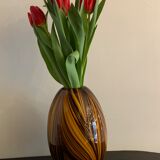 Yellow and black glass vase