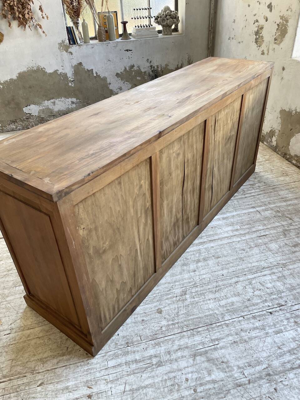 50s pitch pine haberdashery cabinet