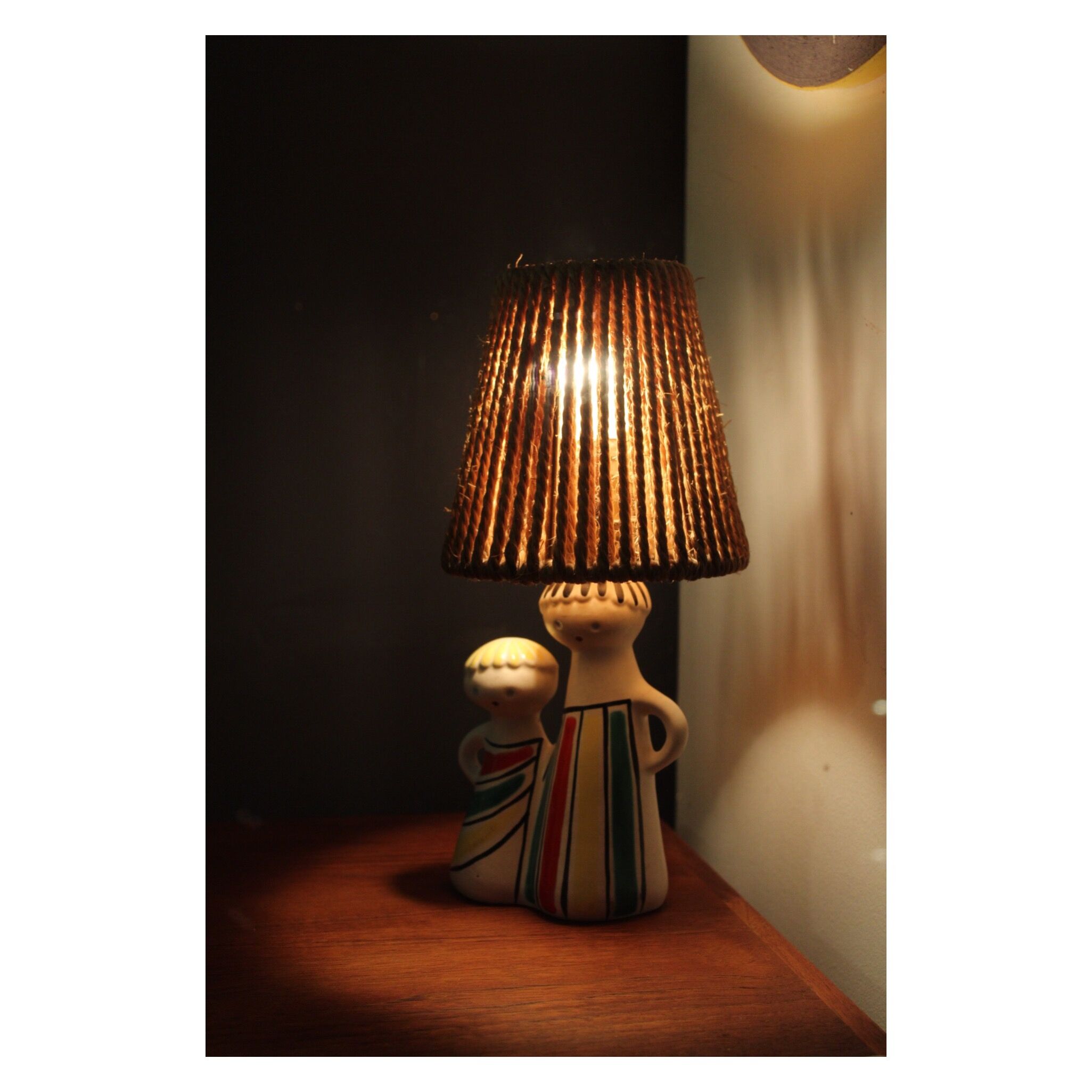 Lamp in ceramics and rope 1950