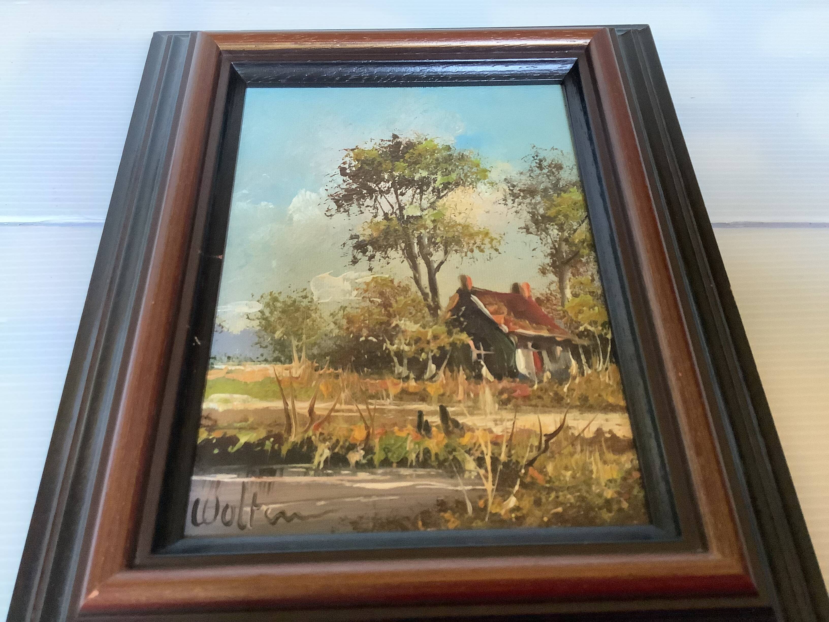 Pair of landscape paintings, oil on cardboard