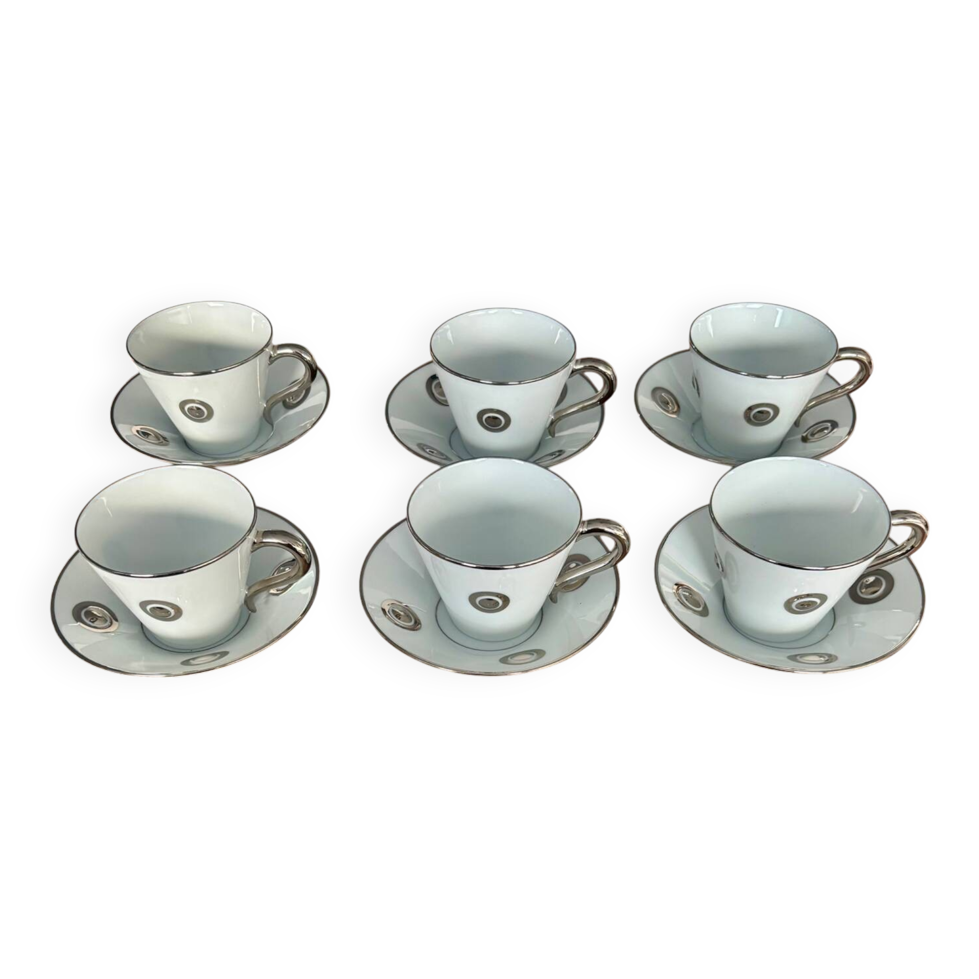 Set of 6 coffee cups and saucers by Bernardaud.