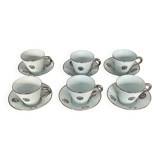 Set of 6 coffee cups and saucers by Bernardaud.