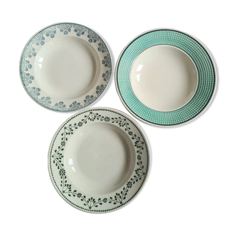 assiettes creuses faience ancienne bleu et vert