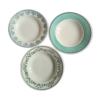 old blue and green earthenware soup plates