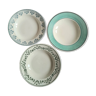 old blue and green earthenware soup plates