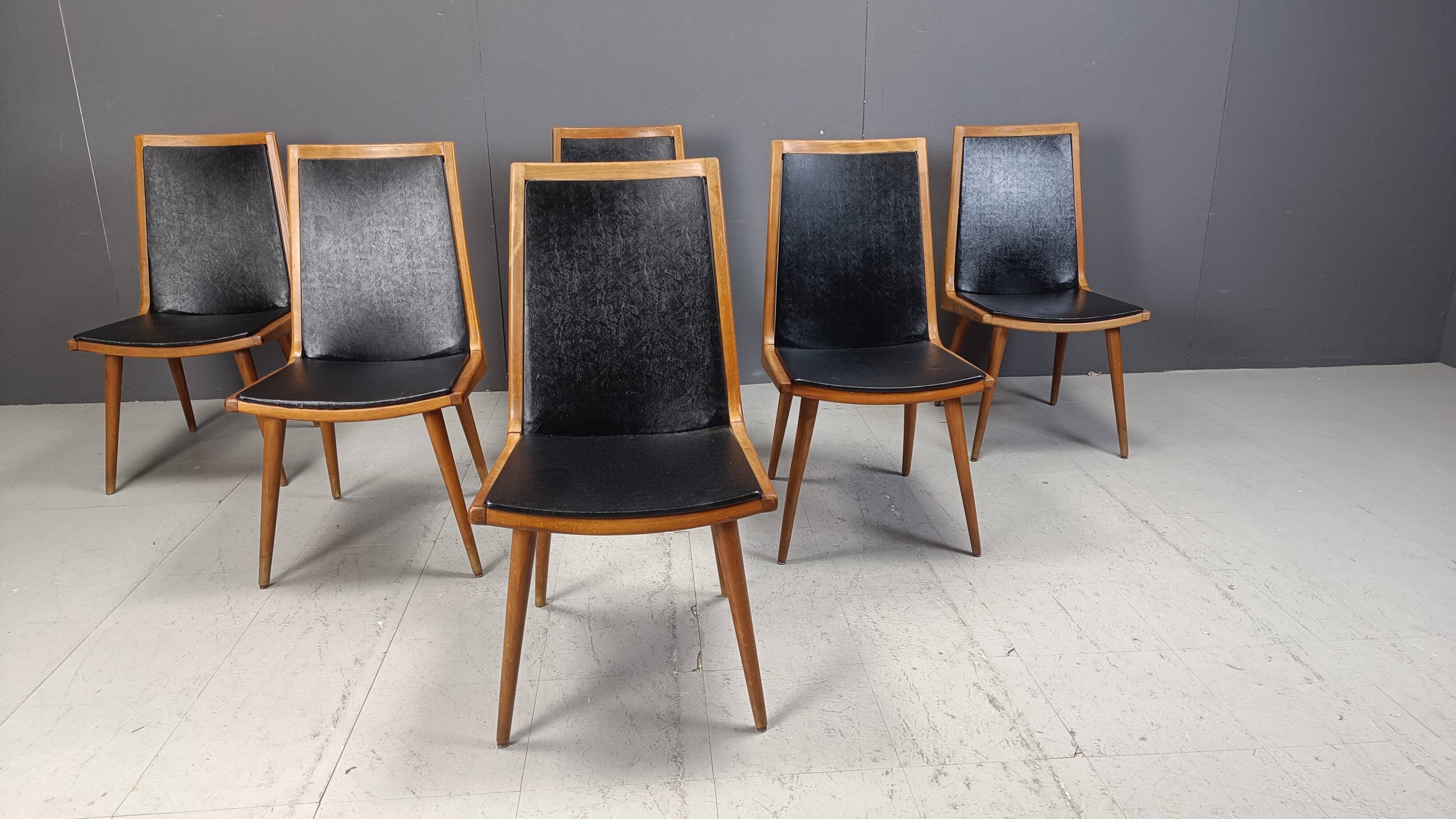Mid century italian dining chairs, set of 6 - 1950s