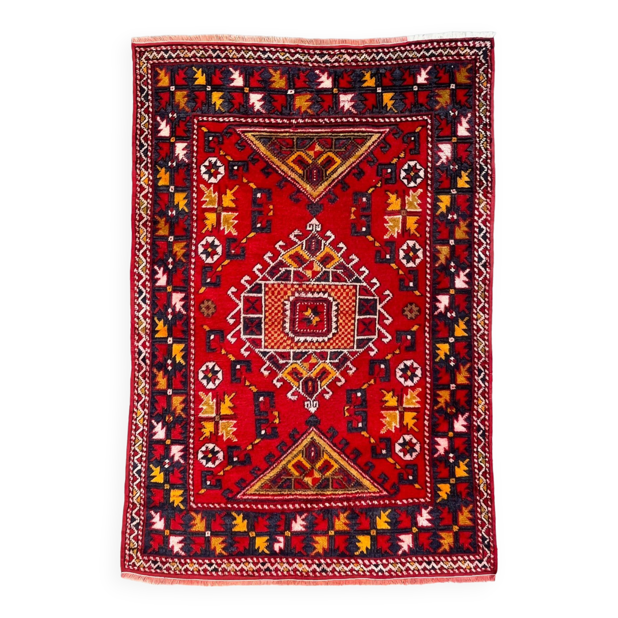 Vintage Western Turkish Rug Oriental 192x127 cm Tribal Medium Carpet