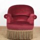 Sofa and pair of toad armchairs in red velvet.