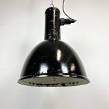 Industrial Black Enamel Factory Hanging Lamp, 1950s