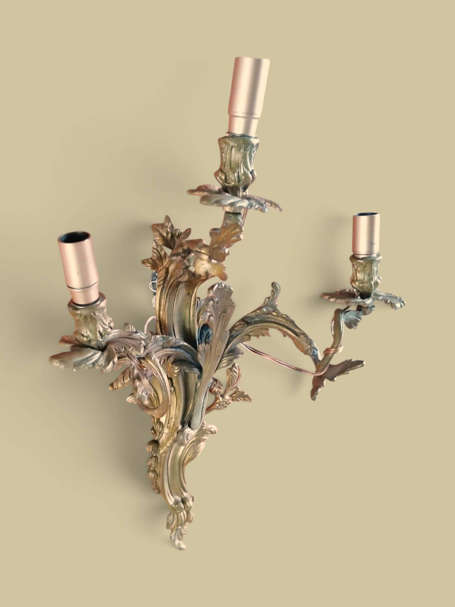Pair of large wall sconces in Louis XV / Rococo / Baroque style.