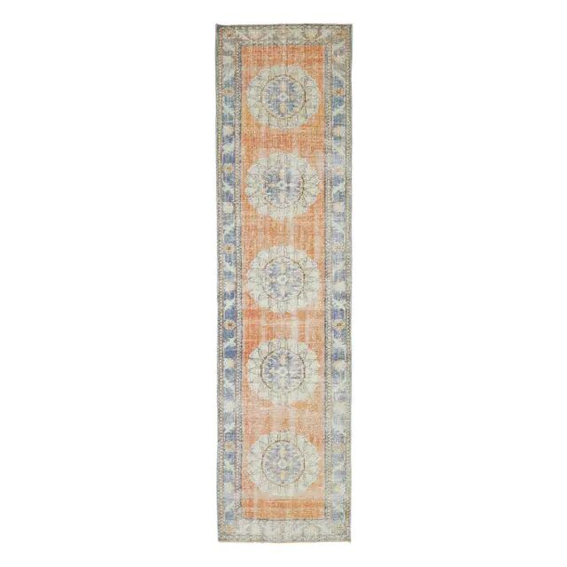 Vintage Turkish Oushak handmade wool runner 81x318