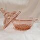 Pink glass sugar bowl