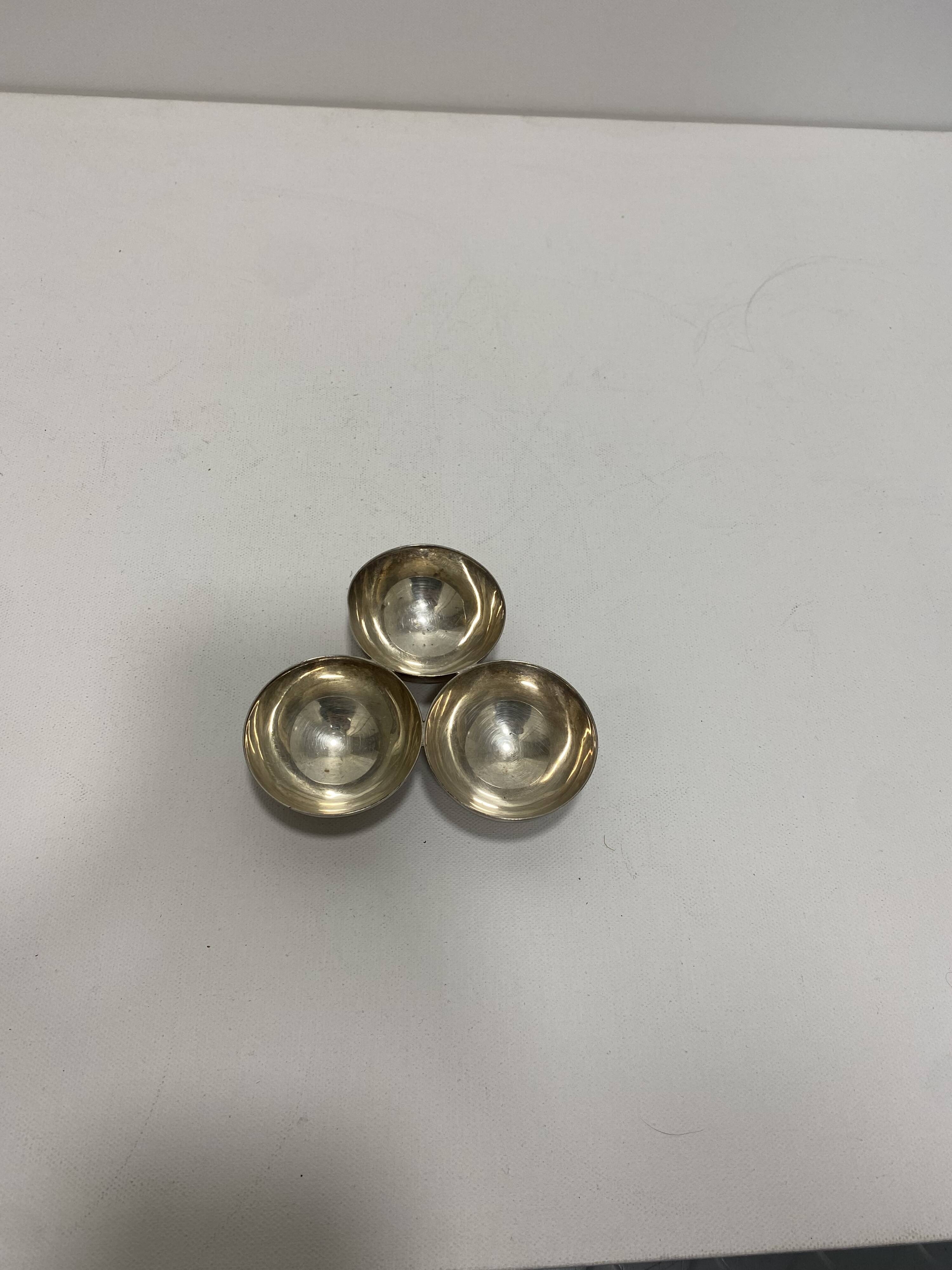 Silver Plated Triple Table Bowl Art Deco 1940s Salt & Pepper Sauce Egg Cup