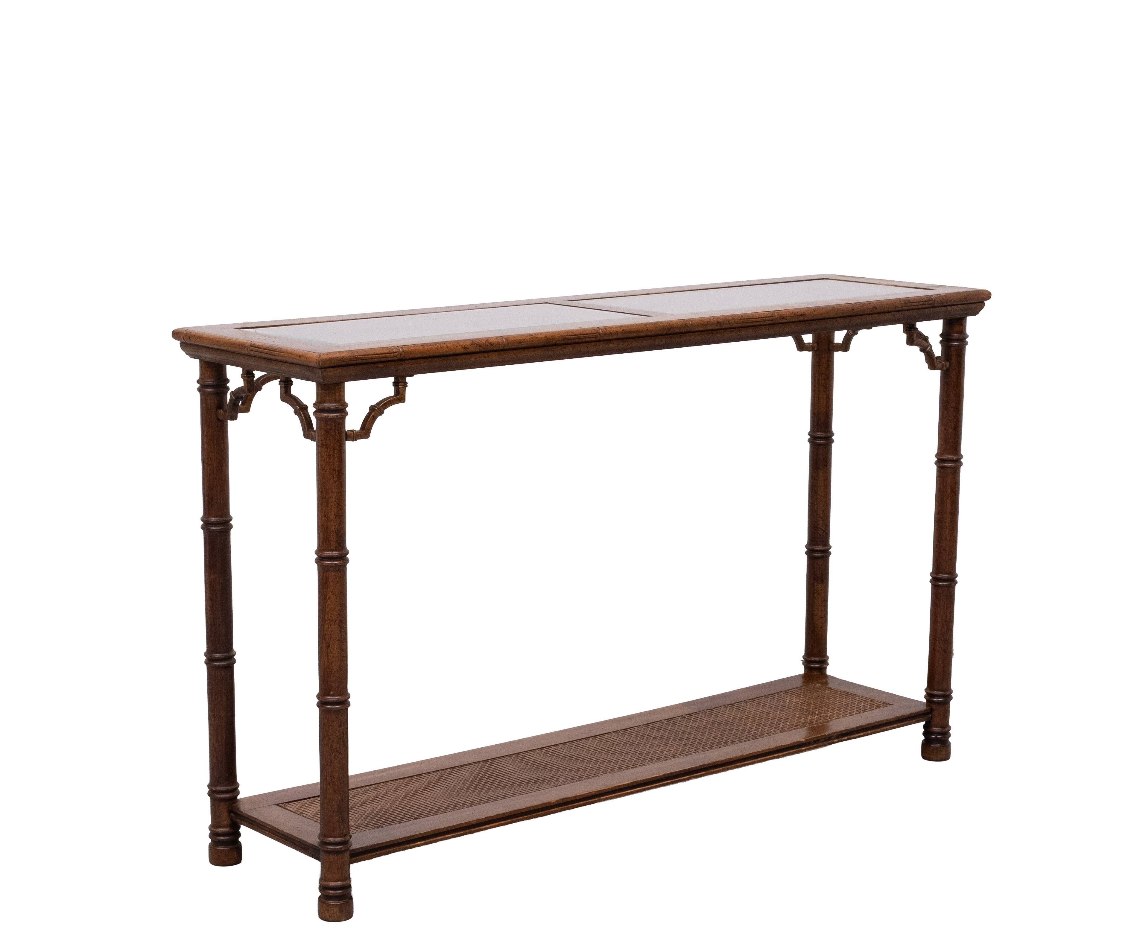 Console Table faux bamboo Chinese Chippendale 1970s
