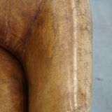 Fauteuil, chaise d'appoint en cuir marron