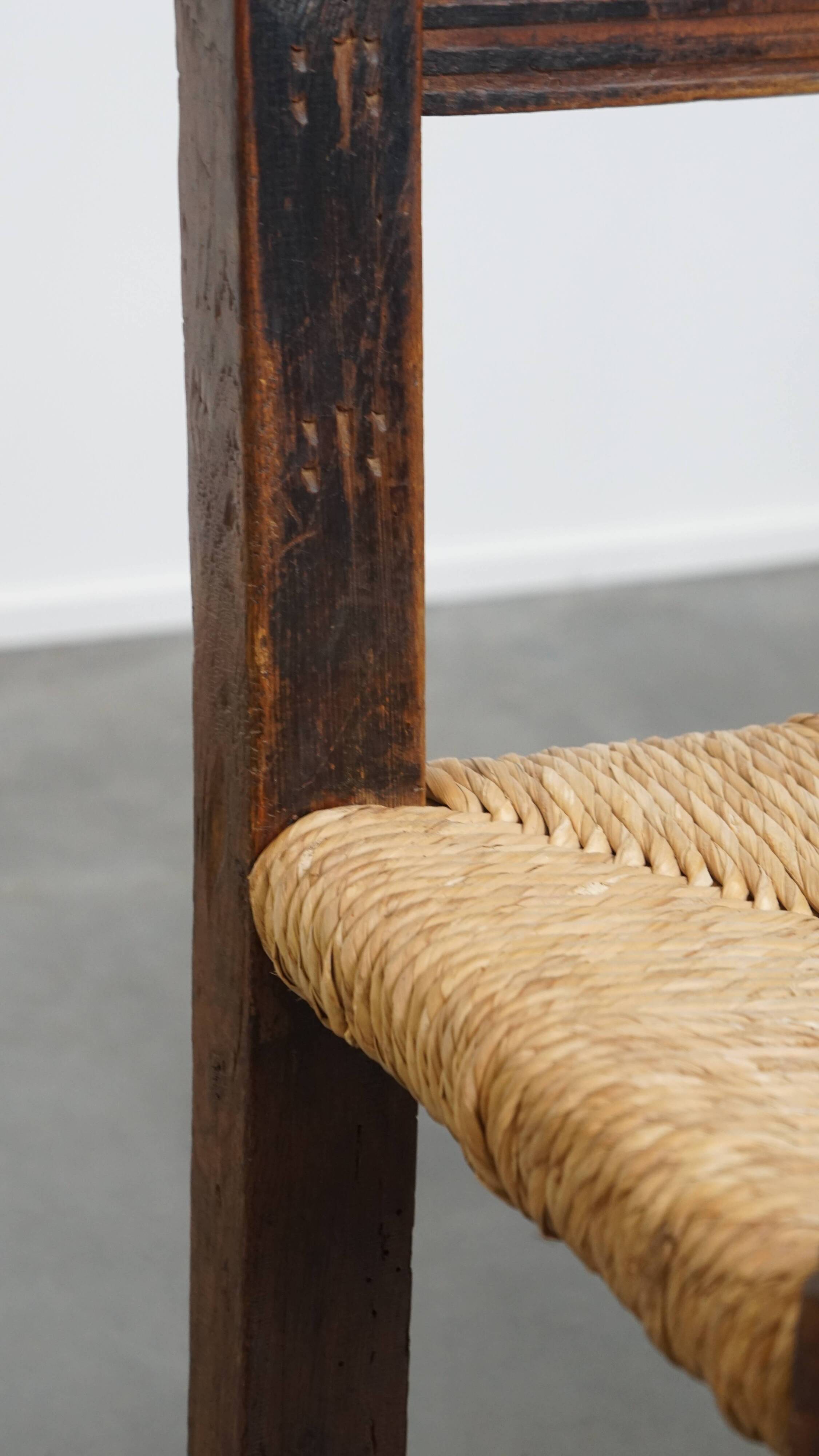 Antique Spanish Country Chairs with Woven Rush Seats