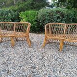 Pair of bamboo sofas