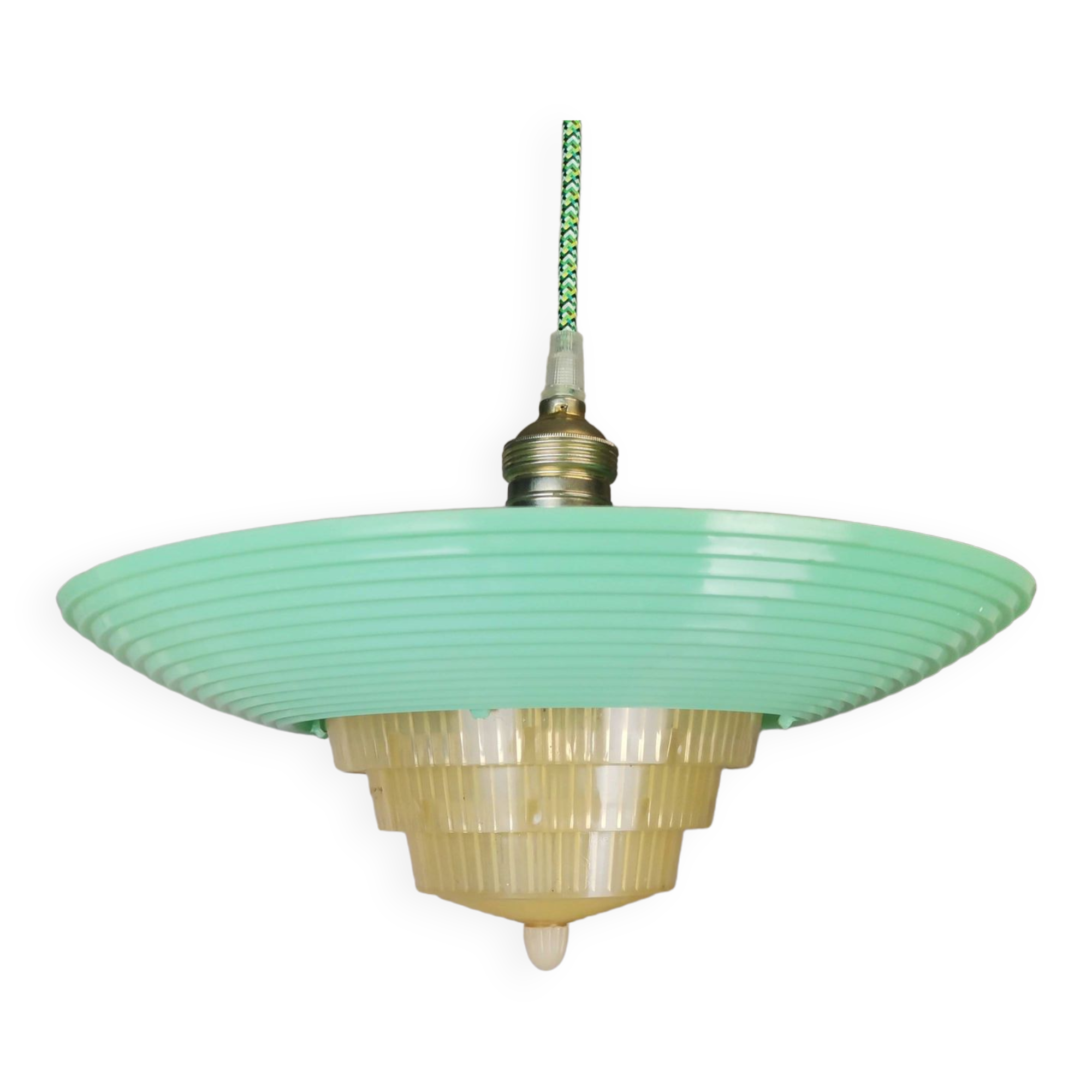 Scandinavian green acrylic clip on hanging lamp 1960s