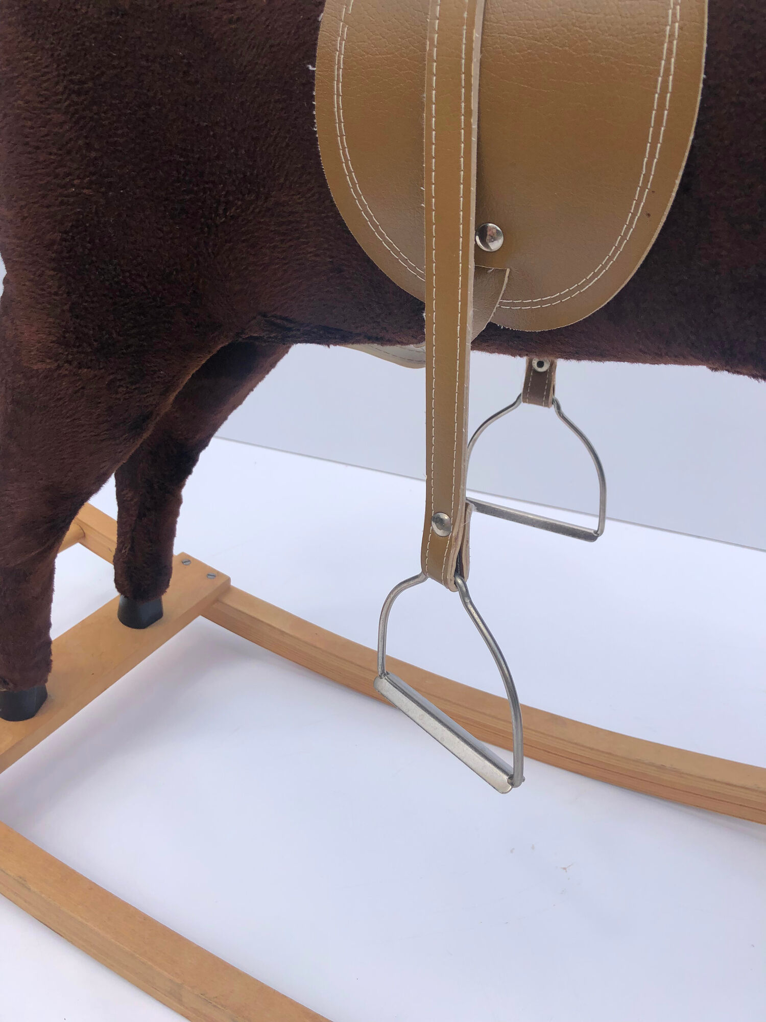 Vintage Mid-Century Wooden Rocking Horse Circa 1960s, Stuffed With Straw