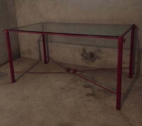 Glass and wrought iron desk table