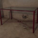 Table bureau en verre et fer forgé