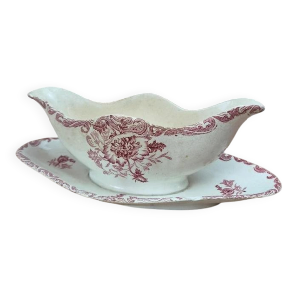Saucière ancienne Clairefontaine modèle Paveau – Terre de fer rouge – Patine ancienne