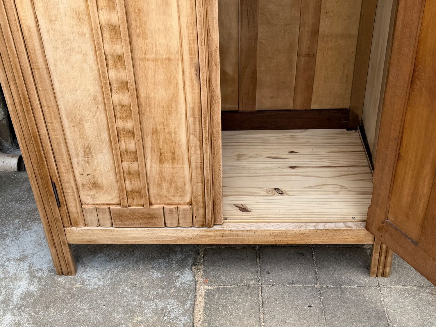 Parisian Art Deco wardrobe, raw wood.