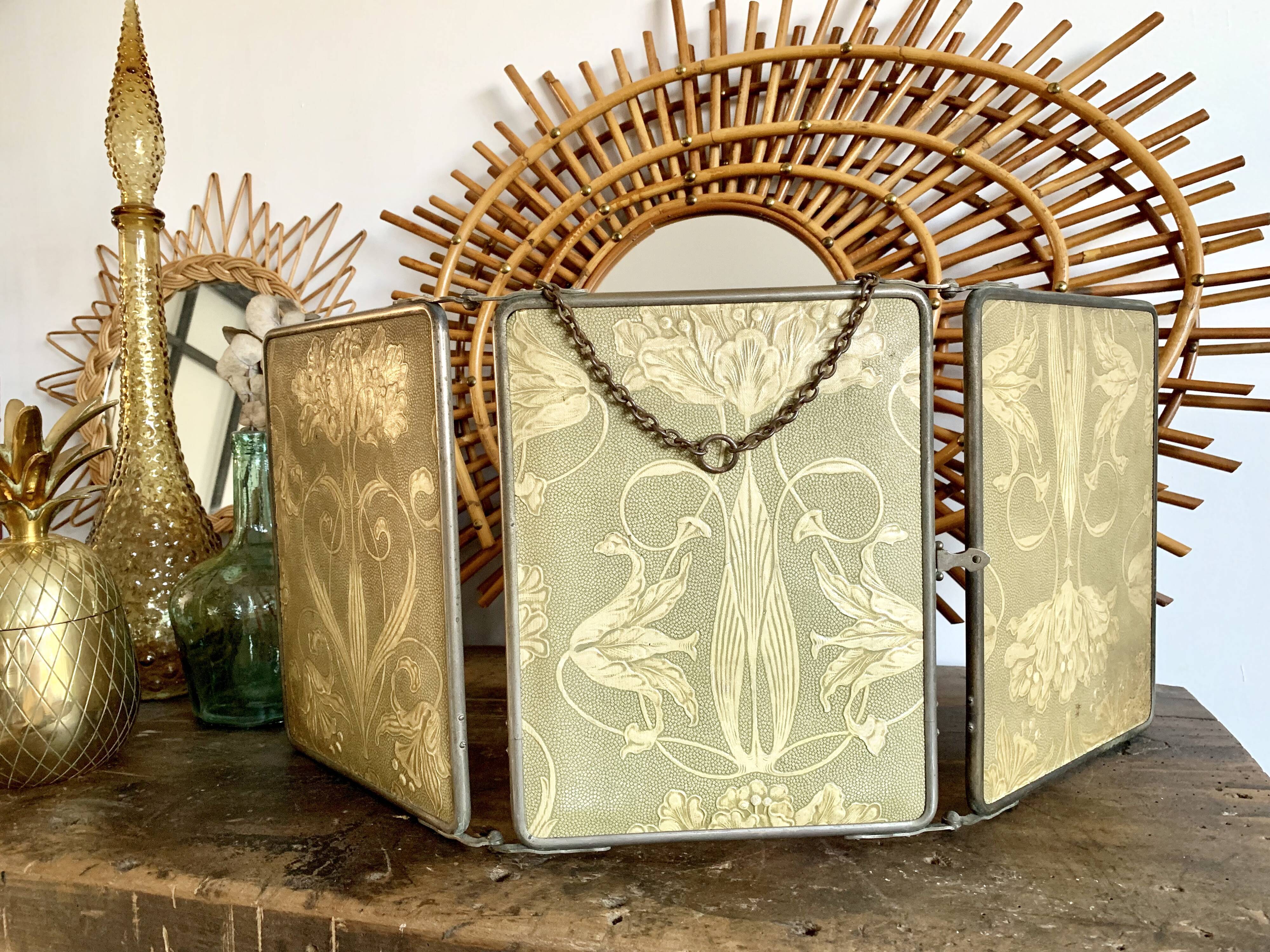 Barber vintage 28x69cm triptych mirror